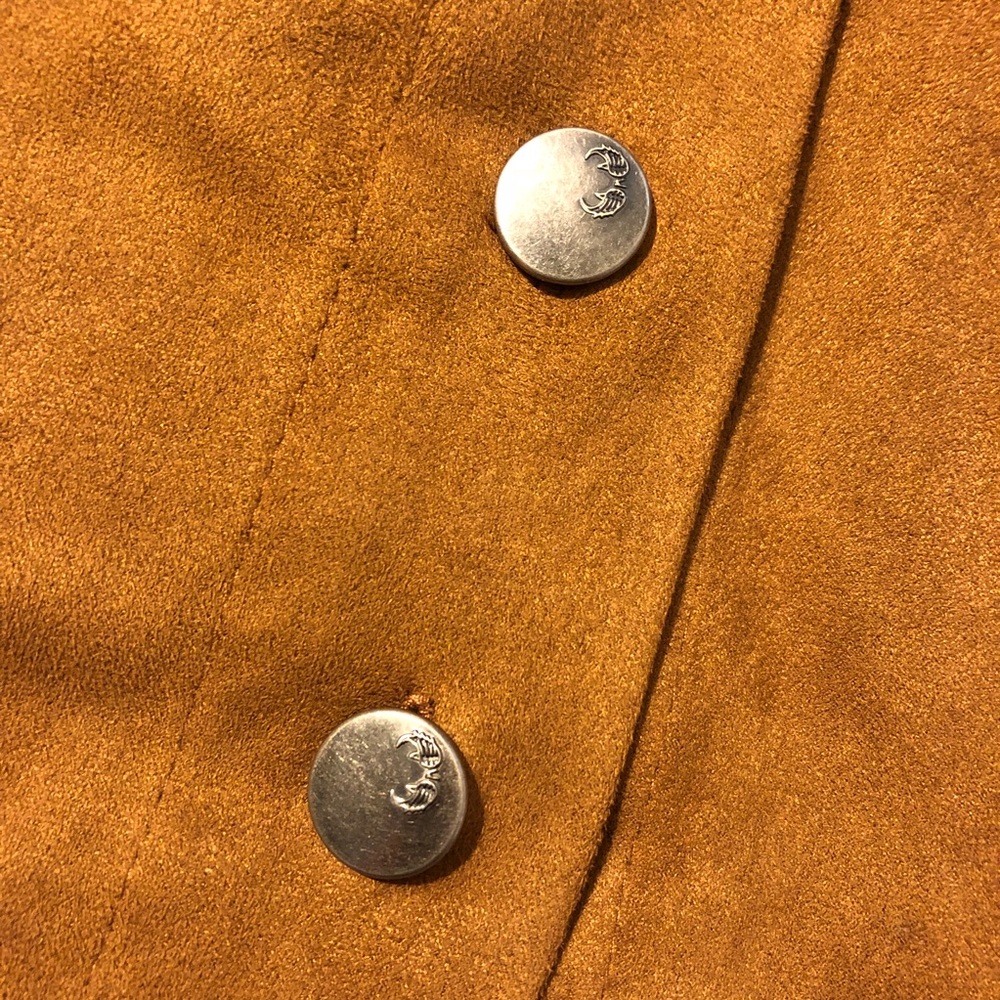 Brown Suede Button A-Line Skirt Size Medium - Picture 2 of 6